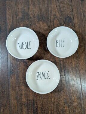 Rae Dunn SNACK NIBBLE BITE  Ceramic  Ivory Bowls